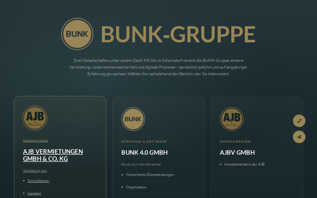 Screenshot BUNK-Gruppe